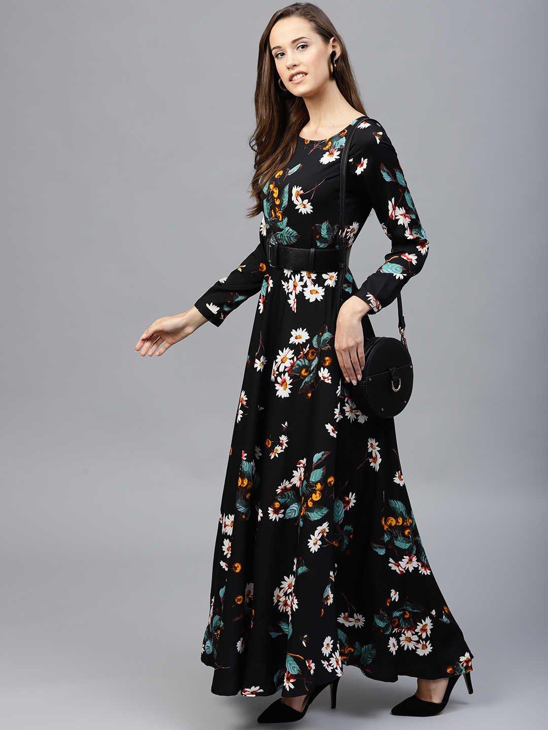 Best price on Tokyo Talkies Women Black Printed Maxi Dress | dealbates ...