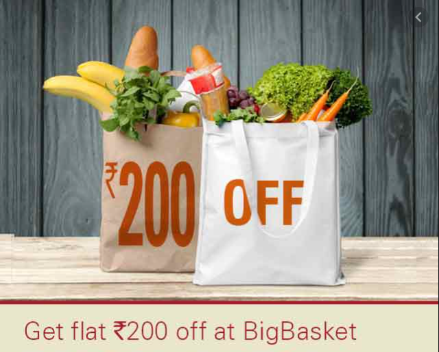 Bigbasket Offer Flat Rs.200 Off on Monthly Grocery on using Yes Bank